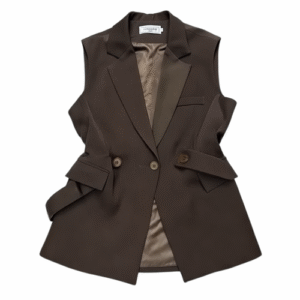 Brown Sleeveless Blazer Vest