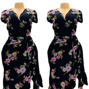 Black Floral Wrap Dress