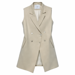 Beige Sleeveless Blazer Vest