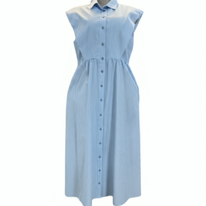 Stripped Sleeveless Shirt Dress